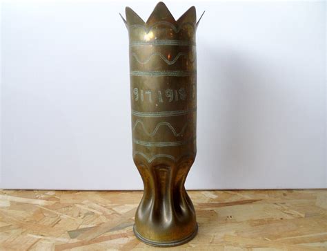 Trench Art Vase French Ww1 Brass Military Shell Case From Etsy