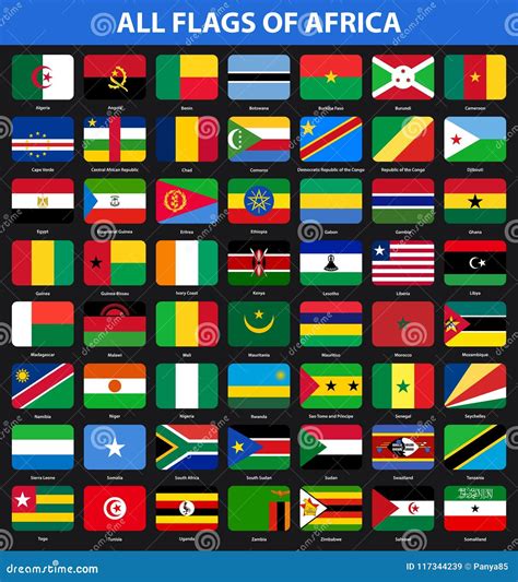 Set Of Flags Of All African Countries Flat Style Stock Vector
