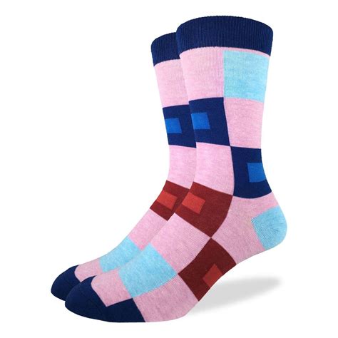 Men S Pink And Blue Rectangle Socks Good Luck Sock Good Luck Socks