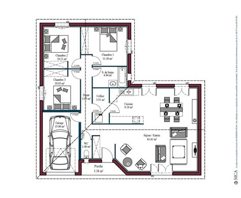 Plan maison rectangulaire plain pied 100m2. Plan Maison Rectangulaire Plain Pied 100m2 - Maison Plan