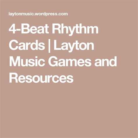 4 Beat Rhythm Cards Rhythms Layton Cards