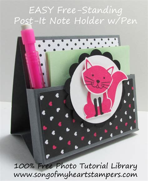 Diy post it note holder. Photo Tutorial: Easy Free-Standing Post-It Note Holder with Pen | Post it note holders, Paper ...