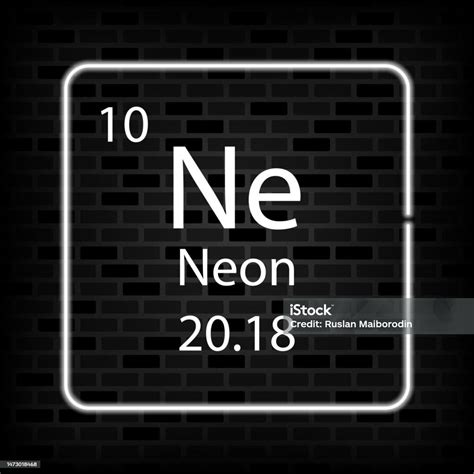 Simbol Neon Neon Unsur Kimia Dari Tabel Periodik Ilustrasi Vektor