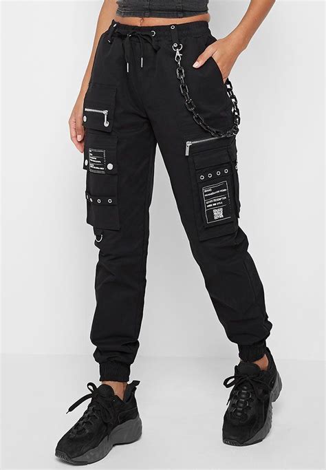 Cargo Pants With Marble Chain Black In 2020 Cute Sweatpants Outfit