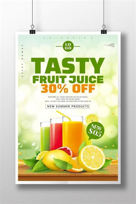 Fresh Green Fruit Juice Food Gourmet Sale Leaflet Poster Template Psd