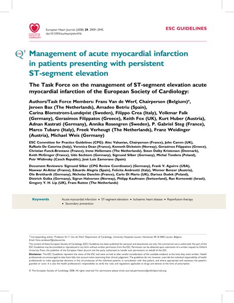Myocardial infarction treatment attempts to save myocardium and to prevent further complications. (PDF) Management of acute myocardial infarction in ...