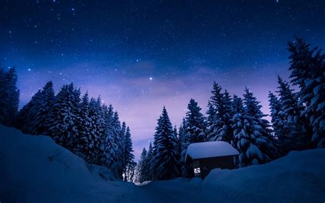 Winter Night Sky Wallpapers On Wallpaperdog
