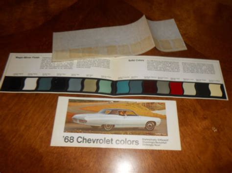 1968 Chevrolet Paint Color Chips Brochure 68 Chevy Camaro Chevelle