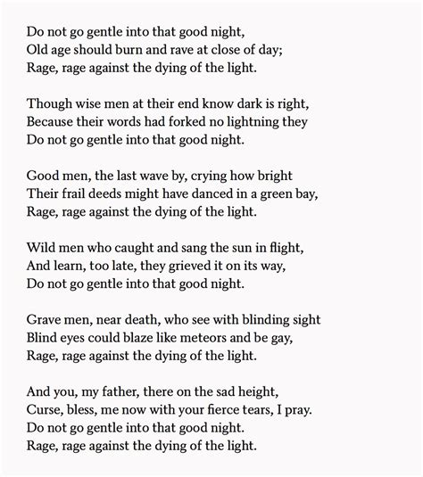 Do Not Go Gentle Into That Good Night Print Custom Poetry Dylan Thomas