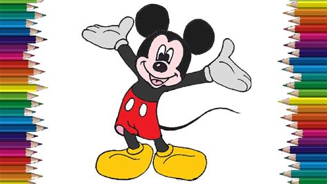 How To Draw Mickey Mouse Easy Step By Step Drawing And Coloring Youtube