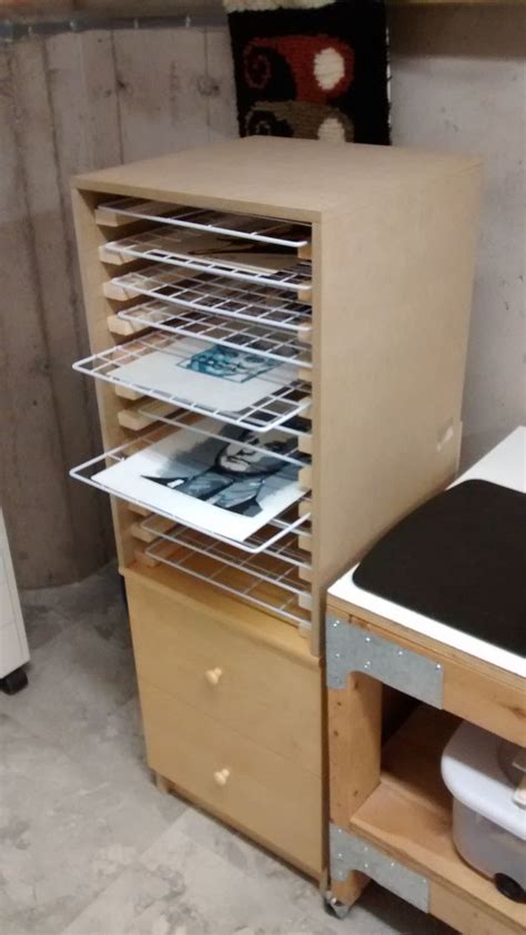 It worked, dried rock hard and quickly! home made drying rack for prints made from mdf and 1x1.5 wood slats and wire cube components ...