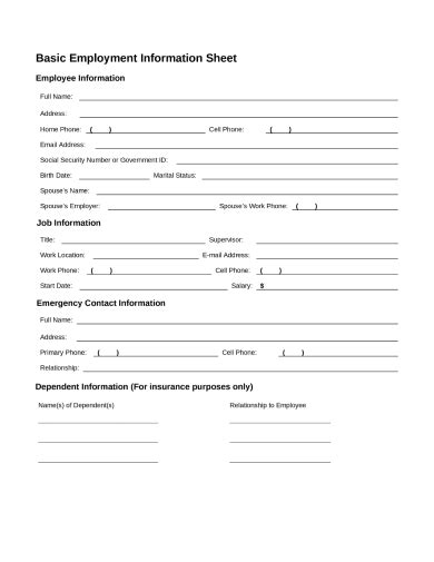 Employee Personnel File Template Collection
