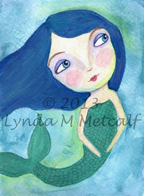 Whimsical Mermaid Print Of An Original Painting By Lyndammetcalf 20