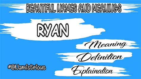 Ryan Name Meaning Ryan Meaning Ryan Name And Meanings Ryan Means‎ Superhuman 1 Youtube