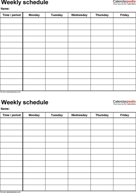 Weekly Schedule Template For Pdf Version 4 2 Schedules On