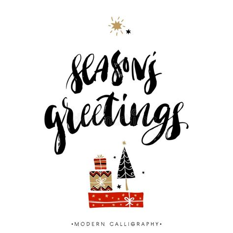 Seasons Greetings Christmas Calligraphy Stock Vector Illustration Of