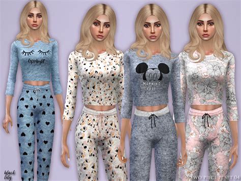 Two Piece Pj Set 04 By Black Lily At Tsr Sims 4 Updates