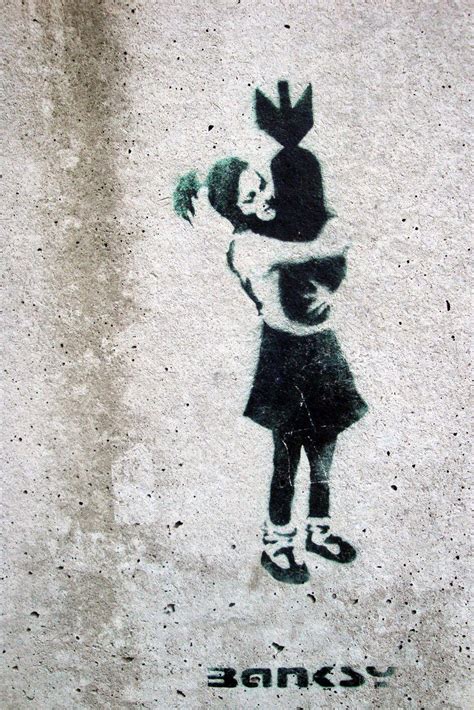 Banksy Bomb Hugging Girl Street Art Graffiti Large 12x18 Real Canvas