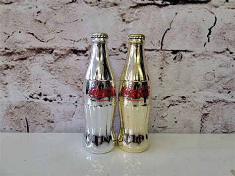 Coca Cola Vintage Commemorative Contour Gold And Silver Bottles Etsy