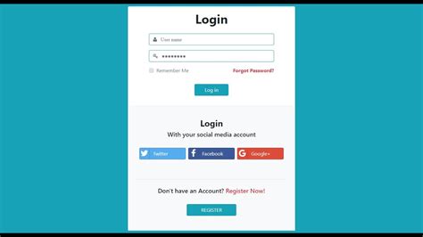 Facebook Gmail Login Form Using Html And Css With Source Code Youtube