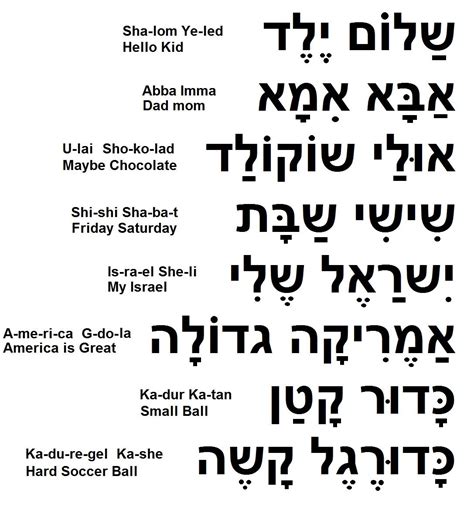 Hebrew Reading Worksheet