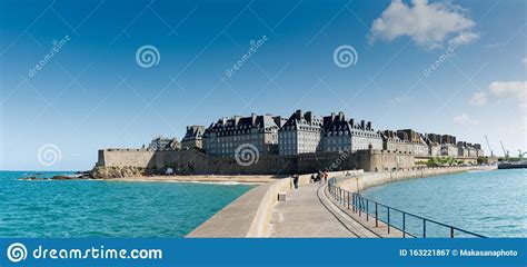 Historic French Town Of Saint Malo In Normandy Seen From The Harbor