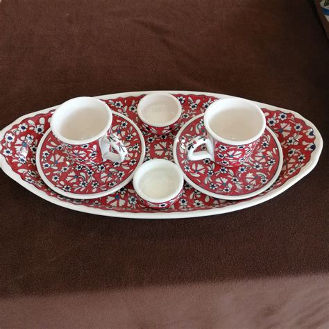 Ceramic Coffee Cup Set Of 2 Turkish Ottoman Style Coffee Set Etsy