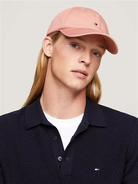 Flag Embroidery Six Panel Baseball Cap Pink Tommy Hilfiger