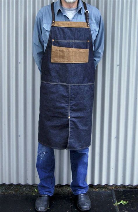 Tough Denim Work Apron Denim And Leather Apron Wood Workers Work