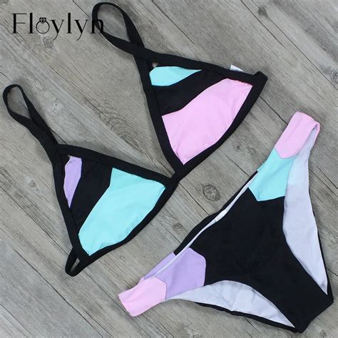 Floylyn New Design Patchwork Women Sexy Bikini Set Triangle Brazilian