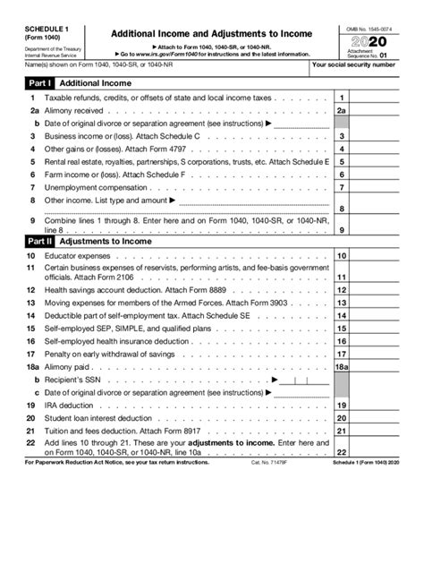 1040 Schedule 1 Pdf 2020 2024 Form Fill Out And Sign Printable Pdf