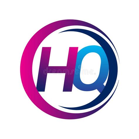 Initial Letter Logo Hq Company Name Blue And Magenta Color On Circle