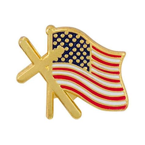 Sterling Ts Sterling Ts Cross And American Flag Lapel Pins Gold