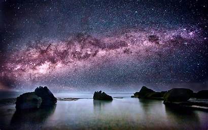Milky Way Ocean Sea Stars Coast Stones