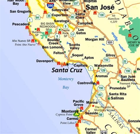 Santa Cruz Area Tourist Map California