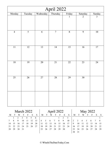 Printable April 2022 Calendar United States April 2022 Calendar With