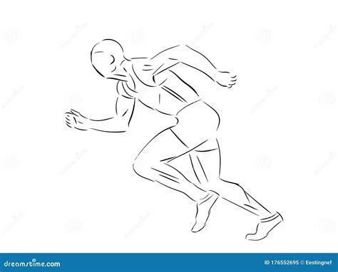 Running Athlete Man Hand Drawn Stock Vector Illustration Of Male