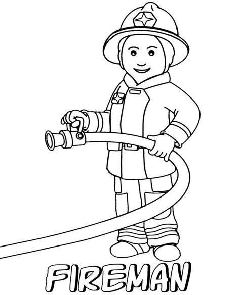 Firefighter Coloring Page For Children