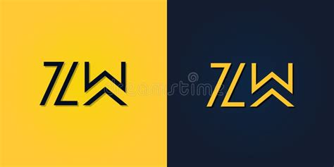Minimalist Abstract Initial Letter Zw Logo Stock Vector Illustration