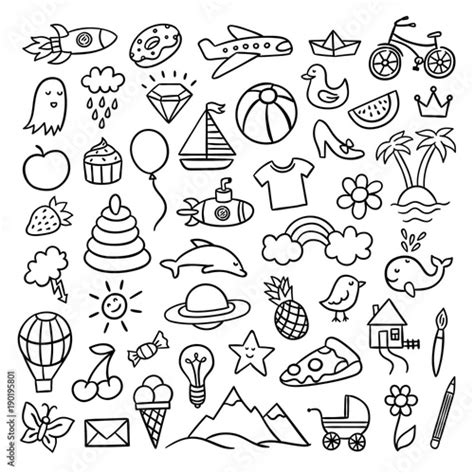 Hand Drawn Doodle Illustrations Cute Vector Drawings With Different