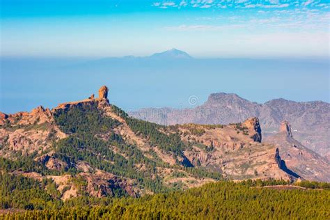 View On The Roque Nublo And El Teide On Tenerife As Seen From One Of