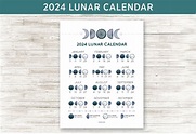 Calendario Lunar imprimible 2024 calendario de fases lunares calendario ...