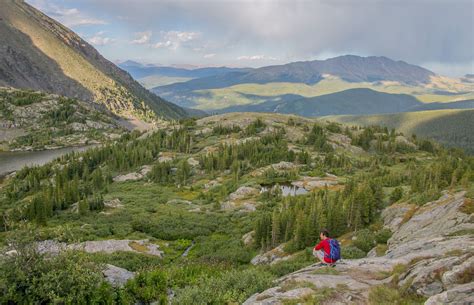 A Man Hiking The Mohawk Lakes Trail In Breckenridge In Summer One Of