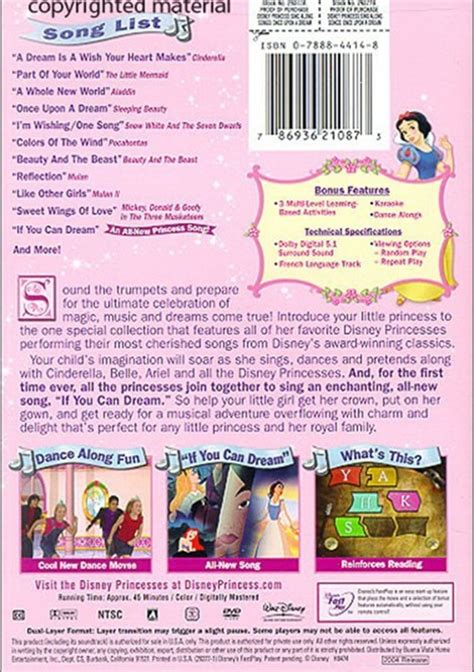 Disney Princess Sing Along Songs Once Upon A Dream Volume 1 Dvd