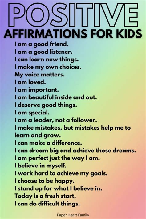 110 Positive Affirmations For Kids With Printable Cards