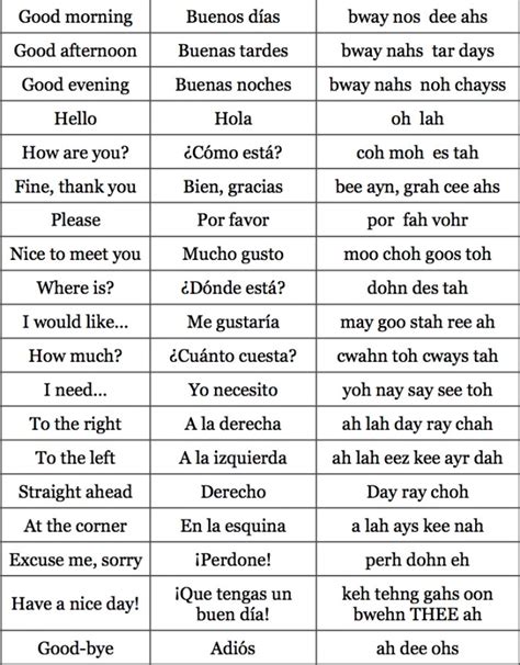A Collection Of Most Common And Basic Phrases In Spanish And English