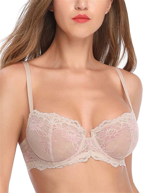 Wingslove Womens Lace Bra Beauty Sheer Sexy Bra Non Padded Underwired
