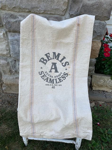 Old Grain Sack Bemis A Extra Heavy Seamless Large Cotton Etsy