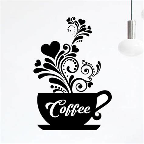 Love Coffee Cups Kitchen Wall Tea Sticker Vinyl Decal Art Restaurant
