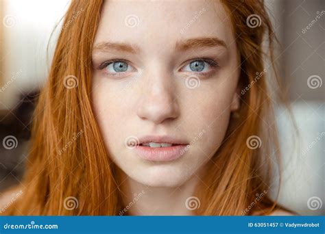Portrait Of Tender Natural Beautiful Redhead Girl Stock Image Image Of Lovely Attractive